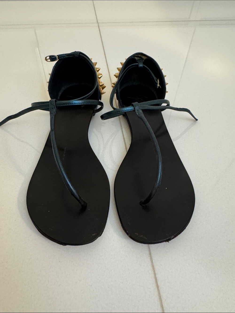 Giuseppe Zanotti ‘Rock 10’ Black Women's Studded Ankle-Strap Sandals